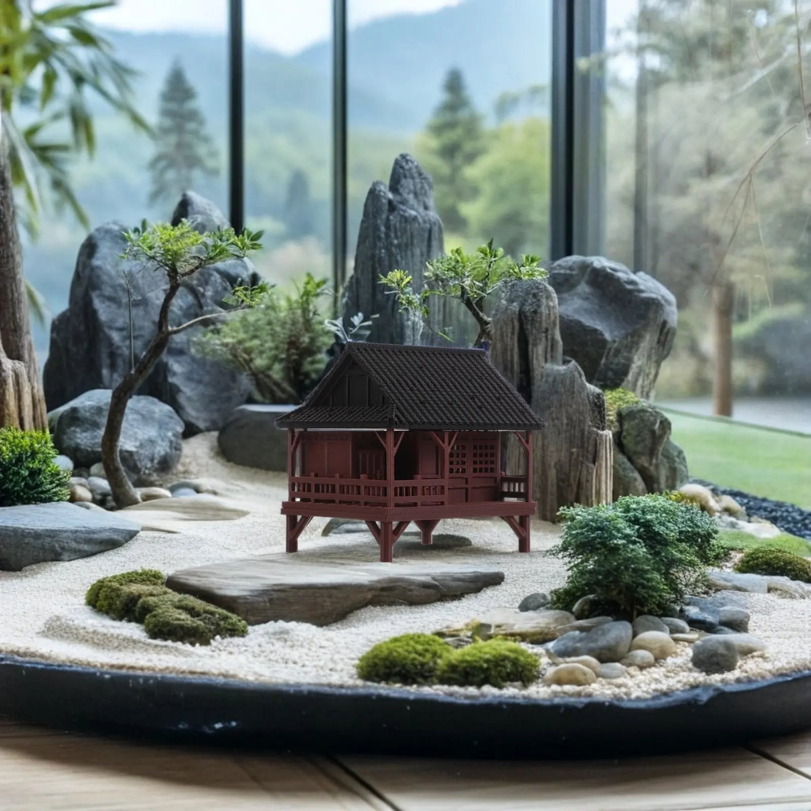 Tiny Pavilion Statue Asian Fish Tank Decor Bonsai Garden Accessory