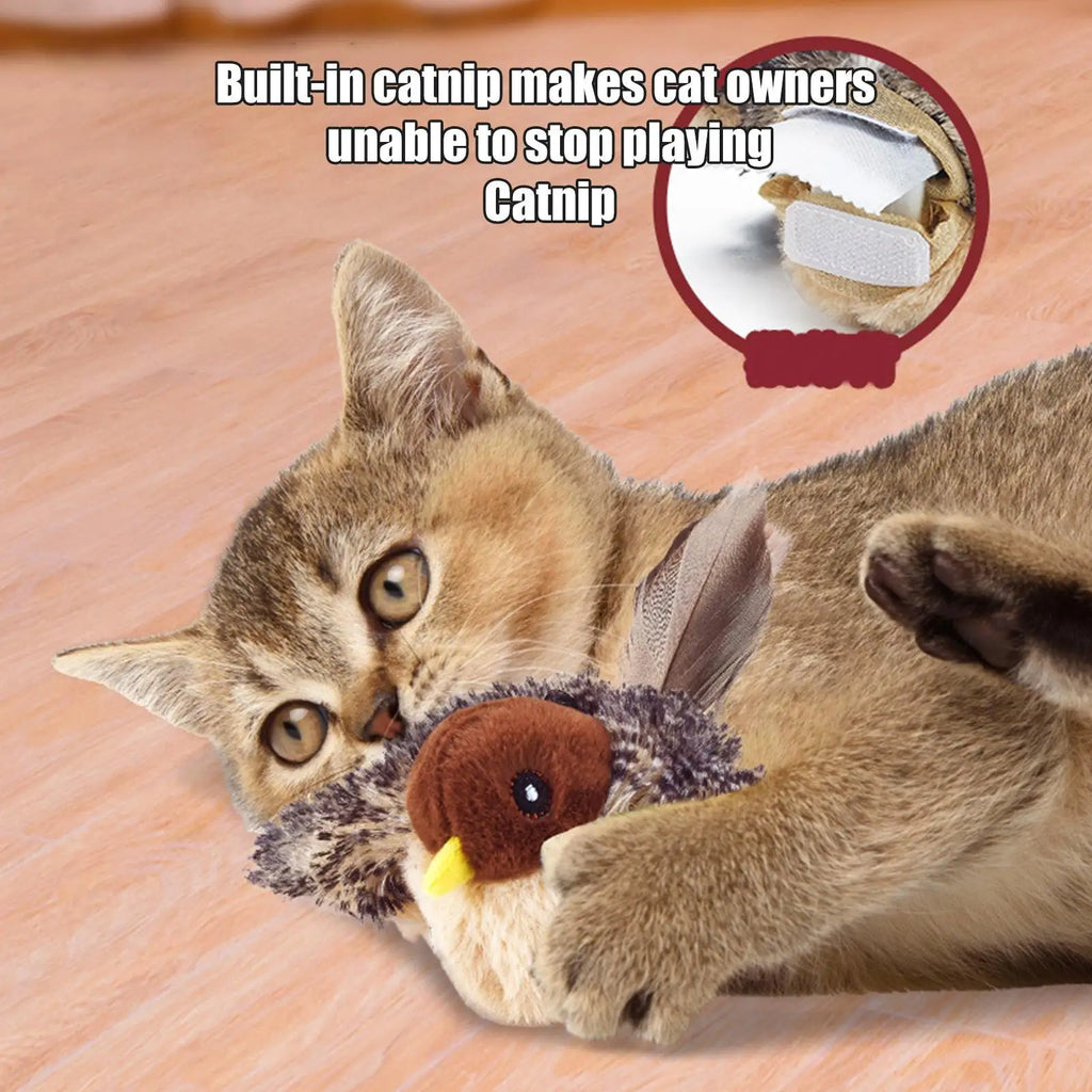 USB Rechargeable Flapping Bird Cat Toy Touch Activated Chirping