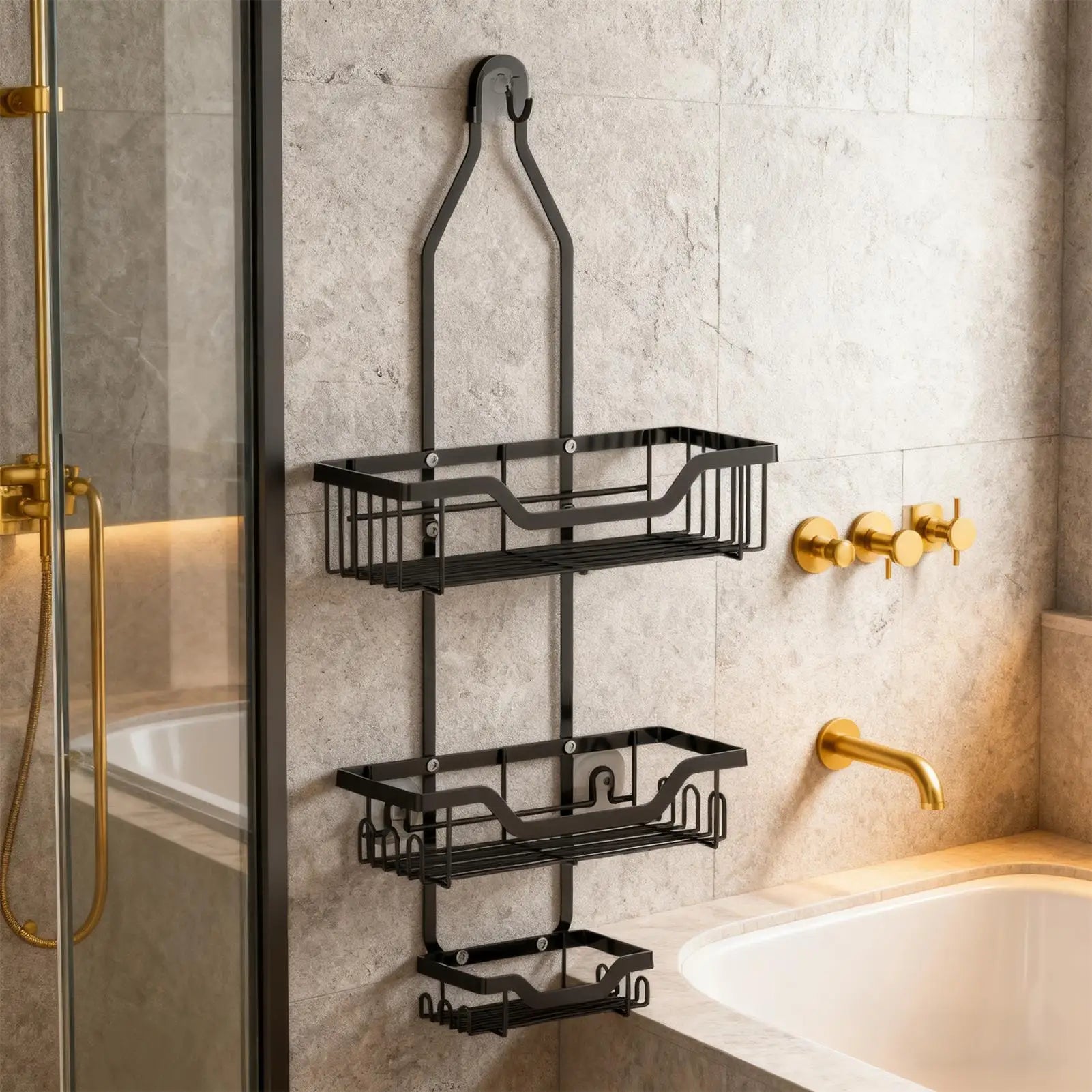 Shower Shelves Bath Shower Organization With Suction Cup No Drilling Shelves for Bathroom for Home Hotel Restaurant Apartment Rv Zpaxo