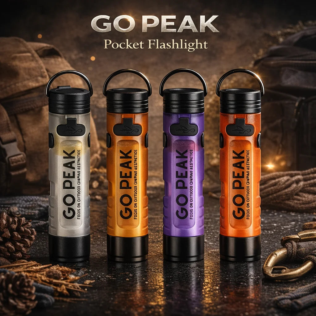 Gopeak Mini Pocket LED Flashlight USB Rechargeable Torch Keychain Clip Cap Light Long Endurance Emergency Hiking Camping Outdoor Zpaxo