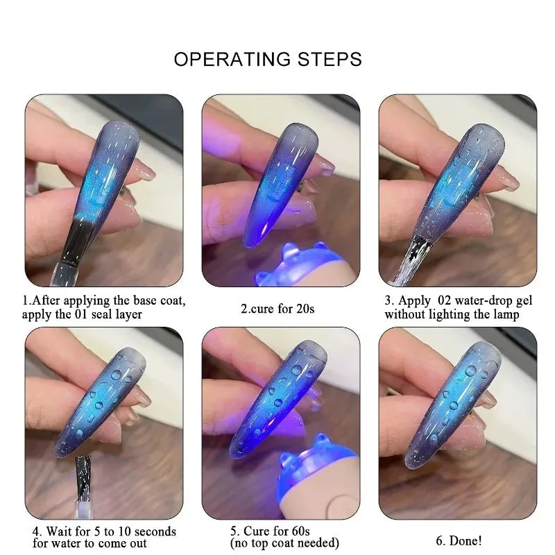 Water Drop Nail Gel 3D Crystal Bubbling No Wipe Coat DIY Dew Effect
