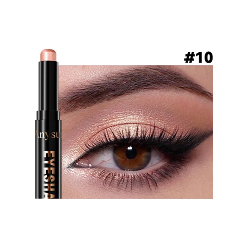 Pearl Metallic Eyeshadow Stick Sparkle Highlight One-Swipe Lazy Eye Shadow Highlighter Brightener Bold Multicolor 3D Eyes Makeup Zpaxo 10