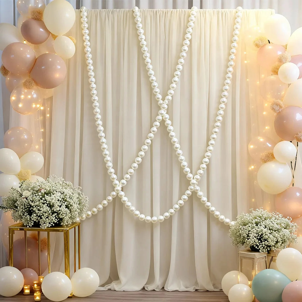 Wedding Backdrop Decor Faux Pearl Garland DIY Beaded Wreath White