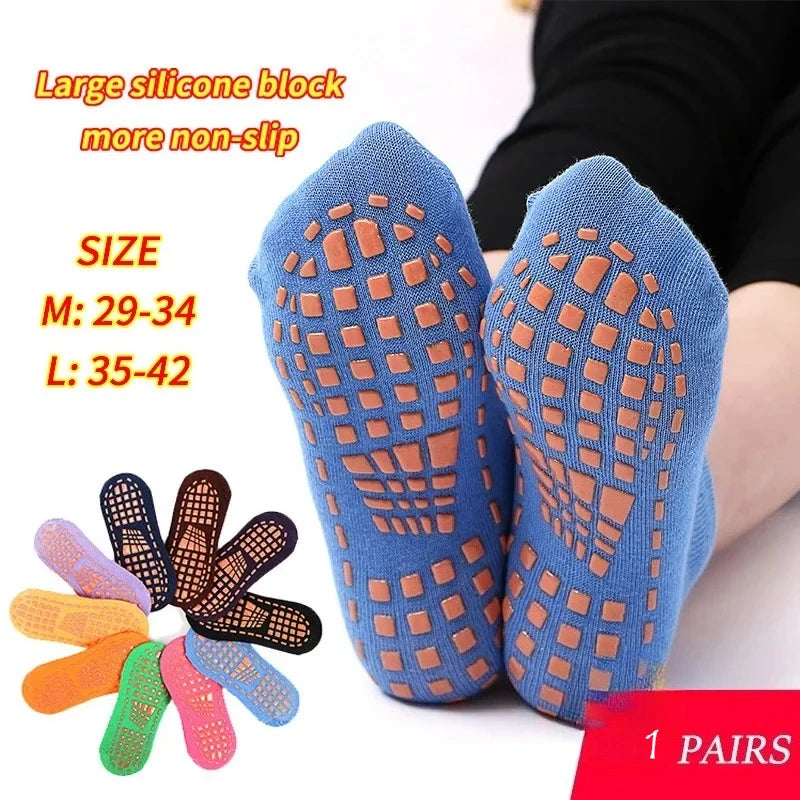 Indoor Yoga Pilates Trampoline Women's Socks Adult/Children Silicone Non Slip Cotton Socks Floor Foot Massage Ankle Socks Zpaxo