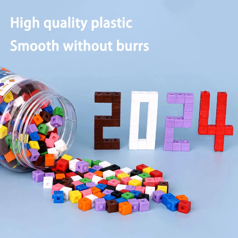 100 Linking Cubes Montessori Math Toys Number Blocks Learning Decimal