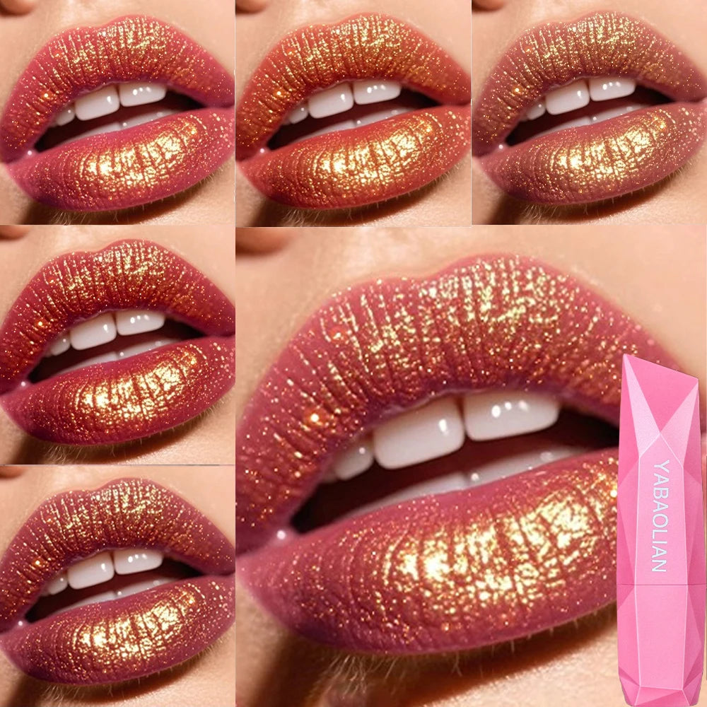 6 Colors Quicksand Golden Lipstick Fine Glitter Moisturizing Silky Zpaxo