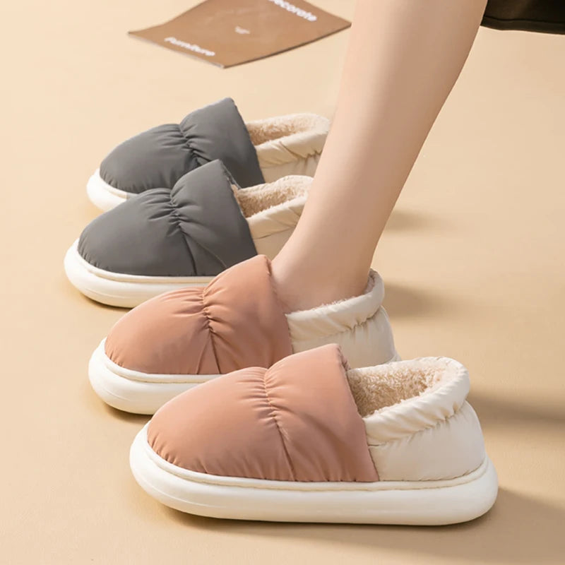 Package Slippers Women's Winter Indoor Non-slip Plush Fleece Lined