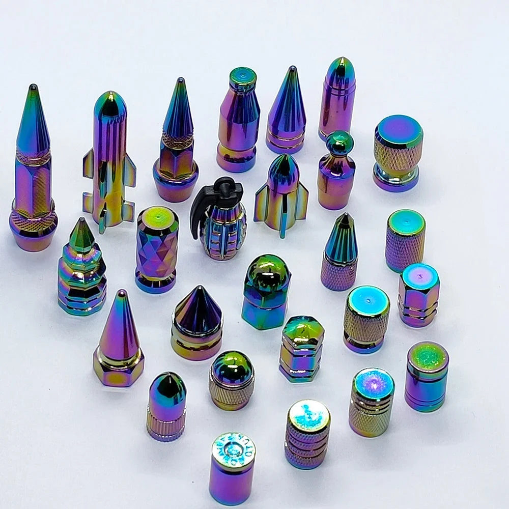 4-Pack Aluminum Colorful Tire Valve Stem Caps – Car, Bike & Moto