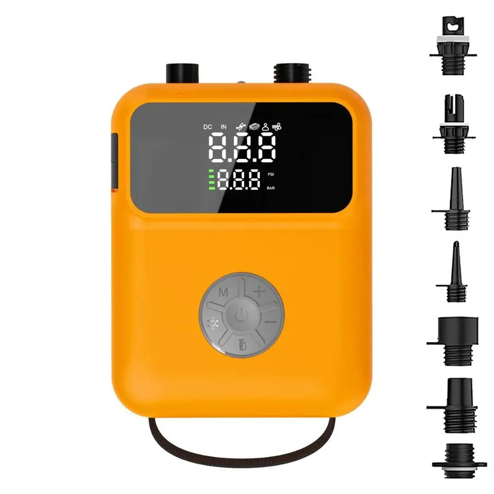 Portable Electric Kayak Accessories Pump 20PSI 4000mAh Rechargeable SUP Air Pump for Inflatable Boat Mattress Wing Kite Zpaxo Yellow