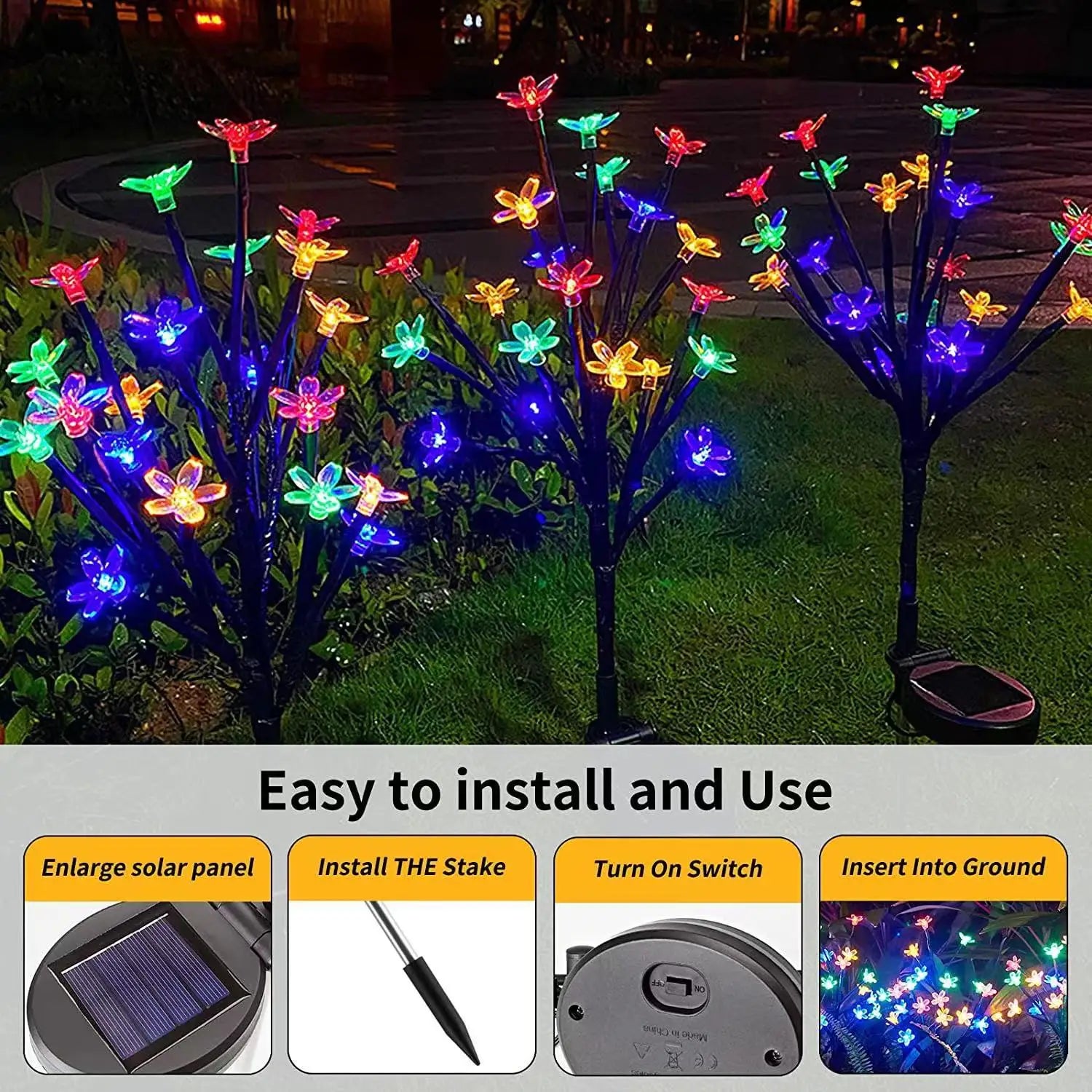 Solar Garden Lights Outdoor Christmas Decoration 2026 Cherry Blossom Zpaxo