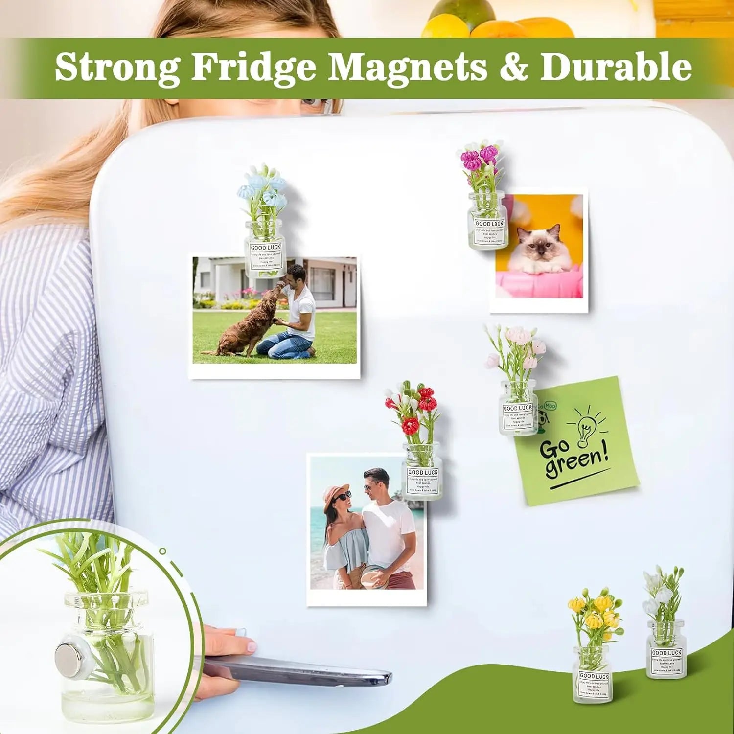 Glow in Dark 3D Mini Vase Fridge Magnets – Plant Pot Decor