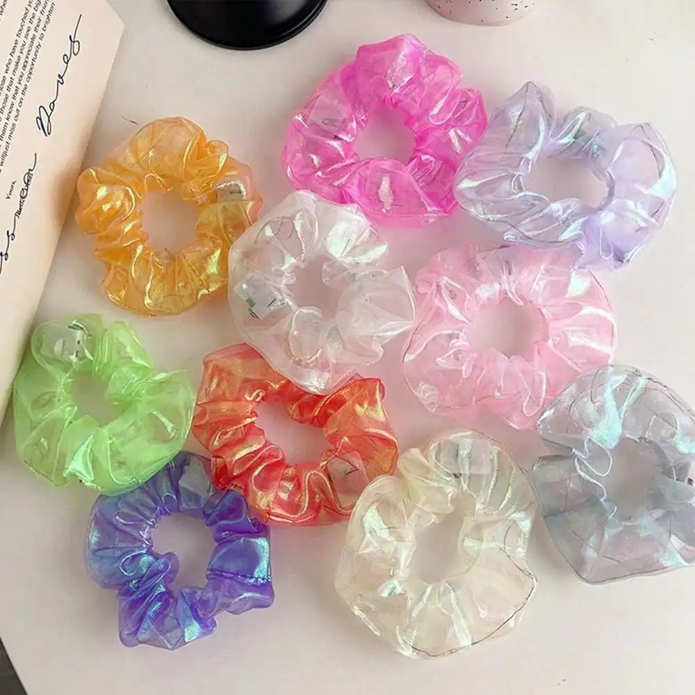 LED Light Hair Scrunchies Up Elastic Glow Hairbands Mermaid Party Zpaxo Random color 10pcs