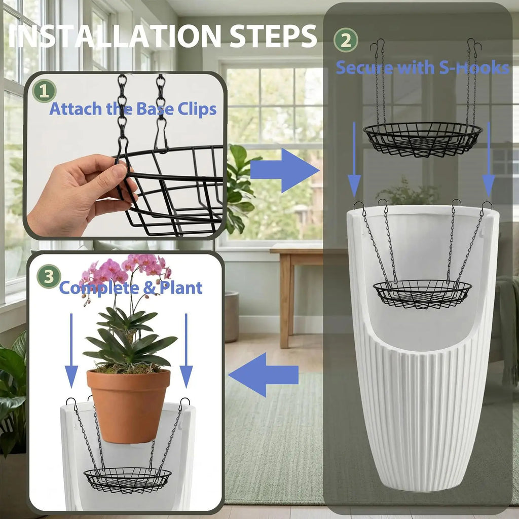 Adjustable Planter Insert with Hooks 2 Pieces Heavy Duty Metal Adjustable Flower Pot Filler Riser for Indoor Outdoor Home Office Zpaxo