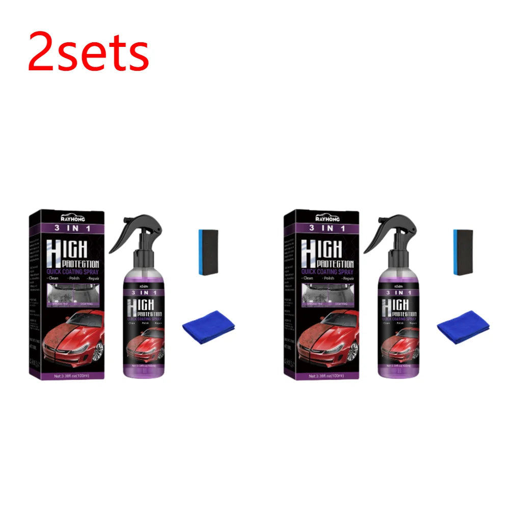 3 In 1 Auto Nano Ceramic Coating 100ml Car Paint Scratch Repair Remover Car Nano Spray Glass Hydrophobic Coating Car Paint Care Zpaxo 2sets