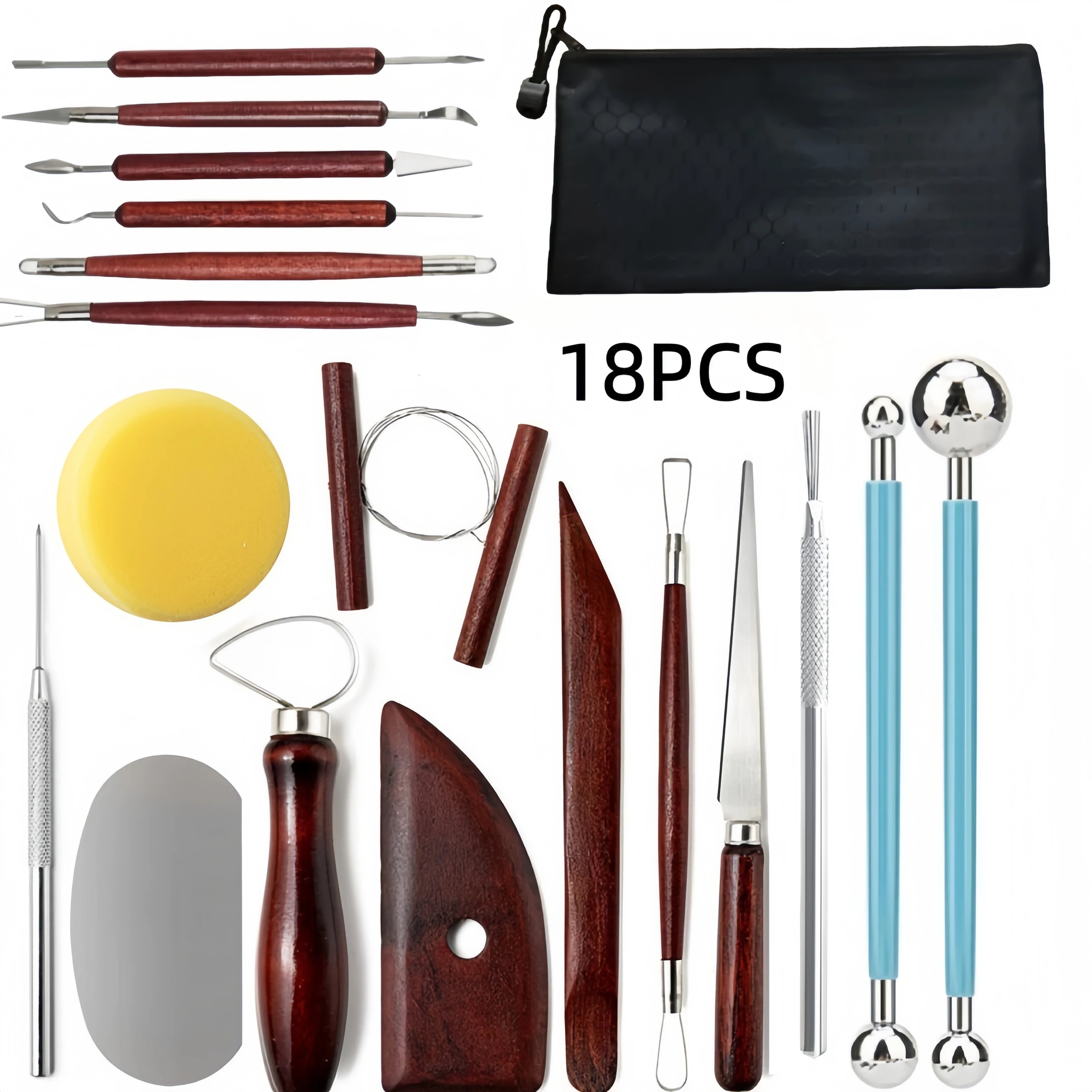 Pottery Clay Sculpting Tools Kit Ceramic Wax Clays Carving Tools for Art Craft Pottery Sculpting Modeling Tool Set Zpaxo TYDZ 0018