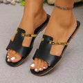 Women Fashion Slippers Indoor Street 2025 Summer Flat Shoes Square Zpaxo black 43