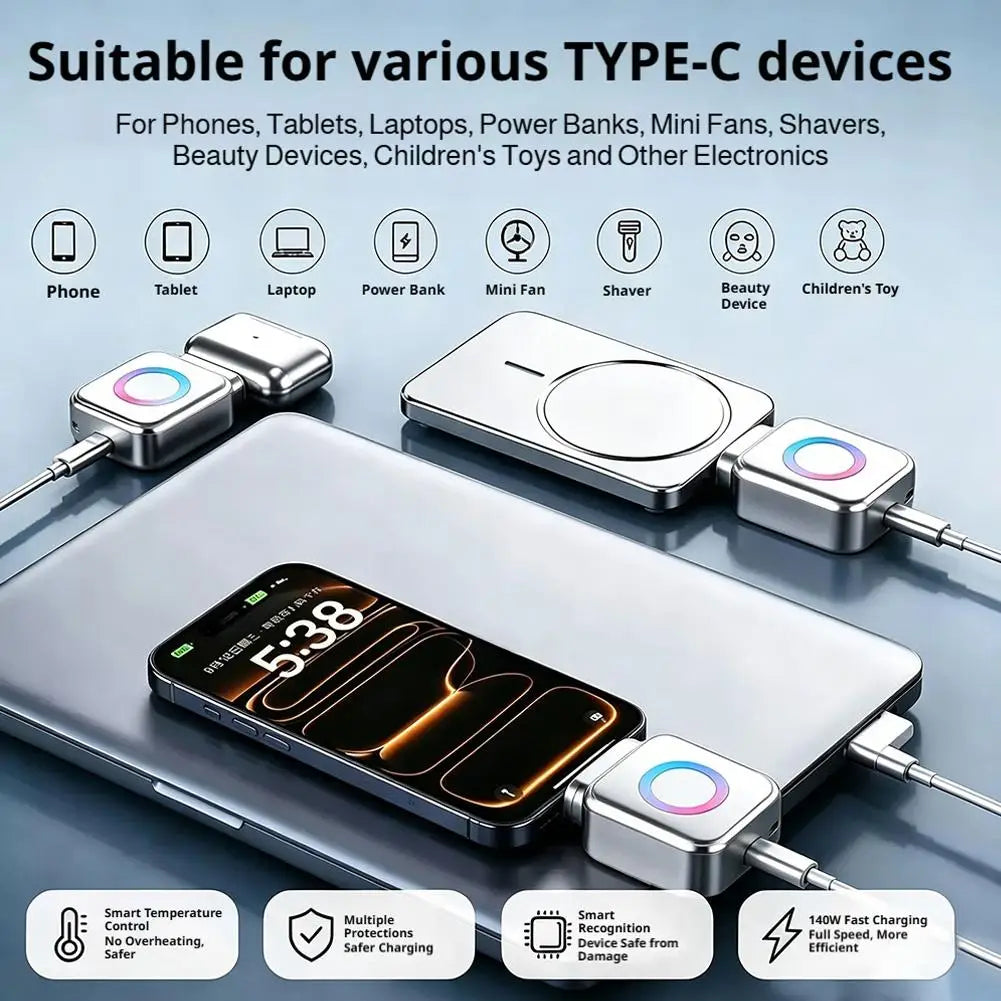 140W AI USB-C Auto Cut-Off Charging Protector | Overcharge Guard USB Charging Protector Zpaxo