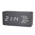 Wooden Temperature Humidity Display Clock Simple LED Silent Desktop