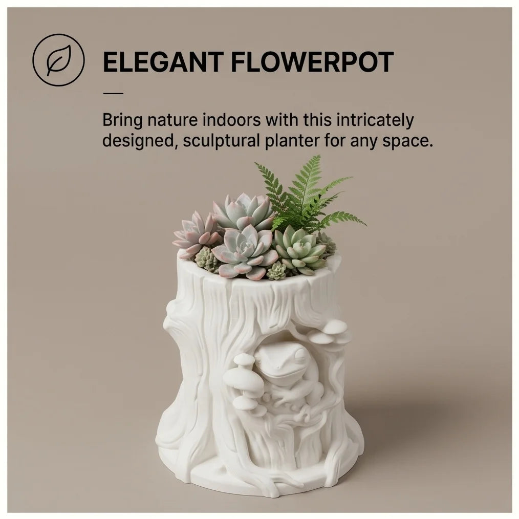 Creative Frog Stump Flower Pot Succulent Planter Decorative Desktop