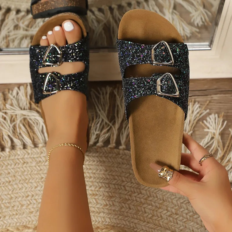 Women's Fish Mouth Open Toe Vintage Comfortable Slippers Women Double Zpaxo black 37