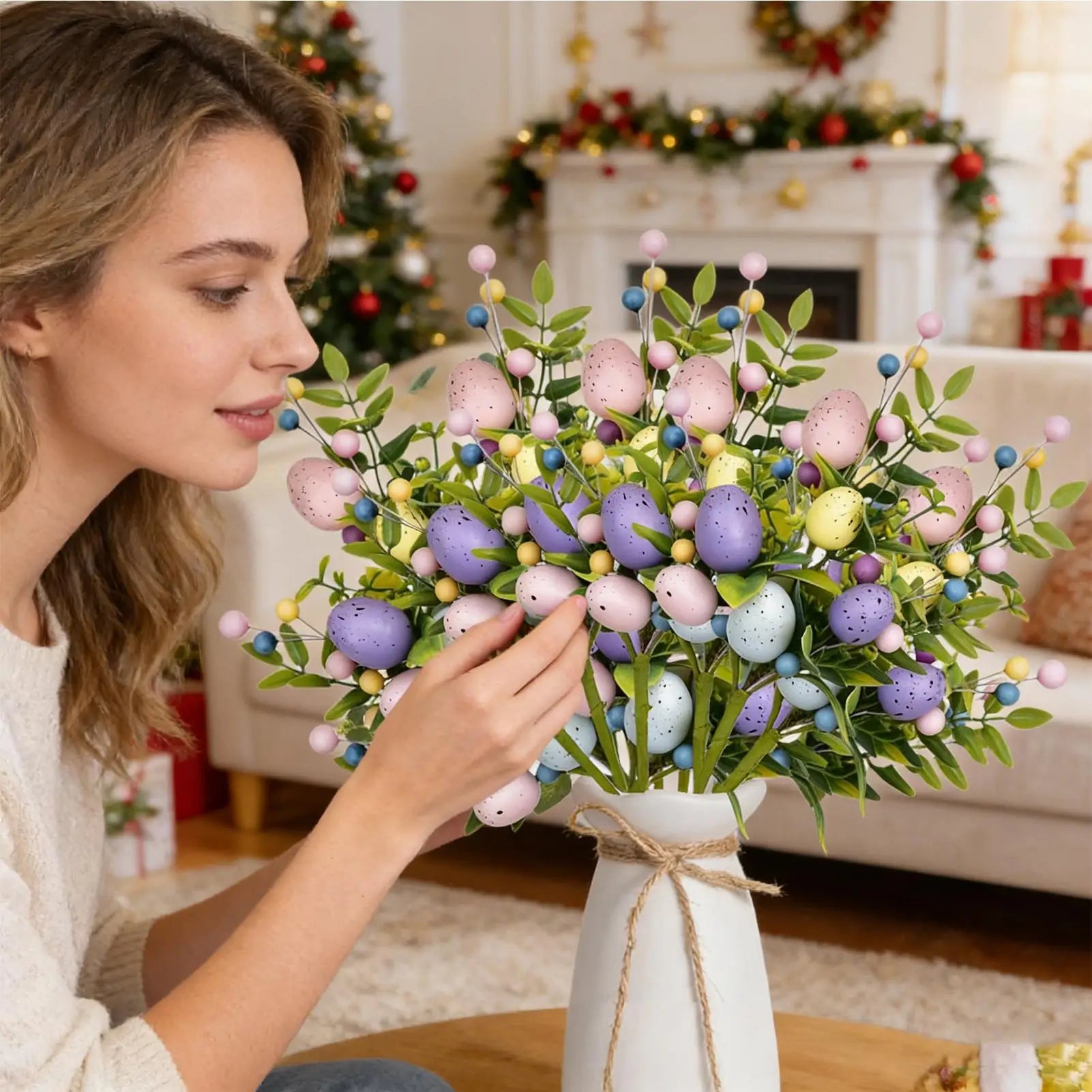 Easter Picks Festive Holiday Stem Decorations Artificial Easter Spray Vine for Party Floral Arrangement Vase Table Centerpiece Zpaxo