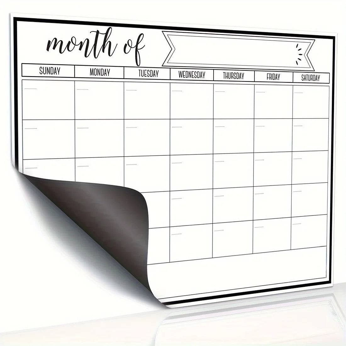 Magnetic Fridge Calendar Strong Backing Smooth Dry Erase Surface