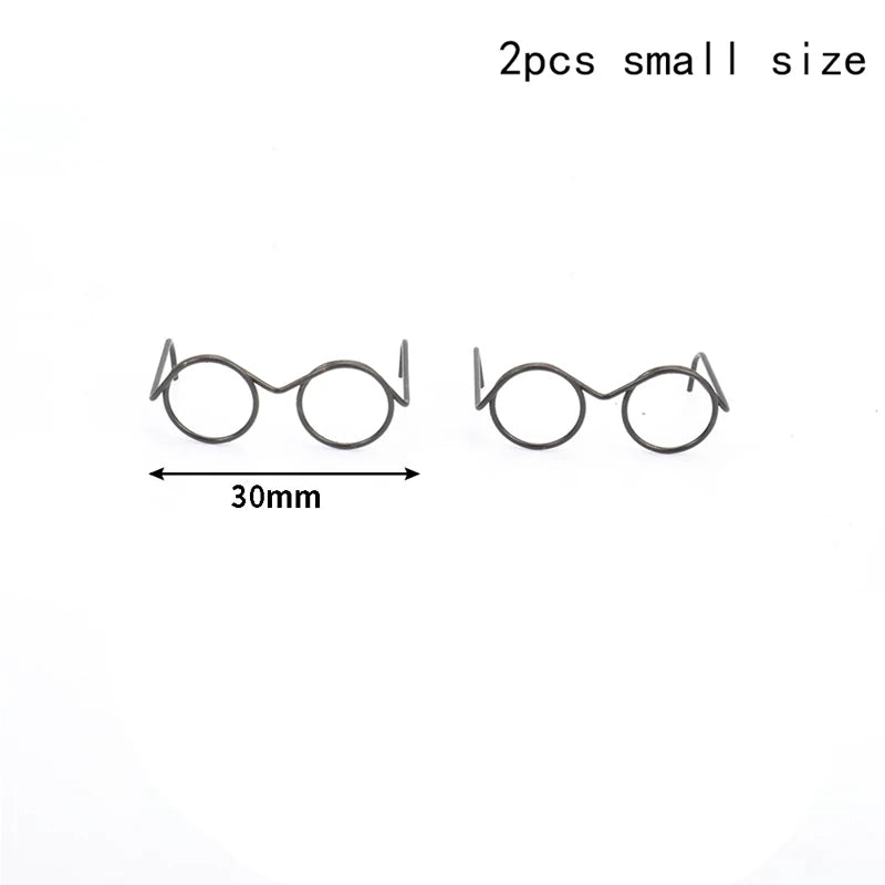 Fashion Round Frame Lensless Retro Cool Doll Glasses Accessories