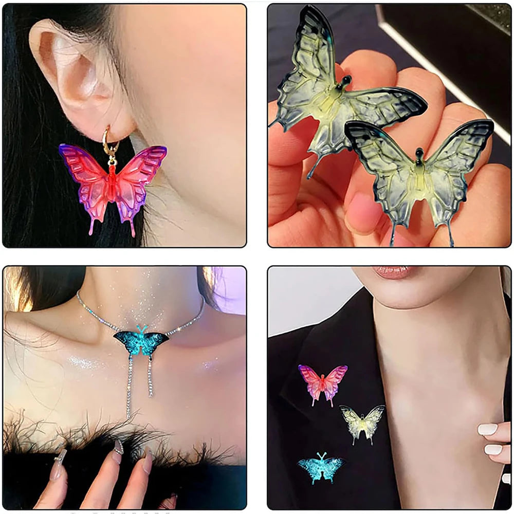 Butterfly Silicone Pendant Mold DIY 6 Styles Butterfly Keychain Earring Brooch Necklace Jewelry Crafts Making Epoxy Resin Mould Zpaxo