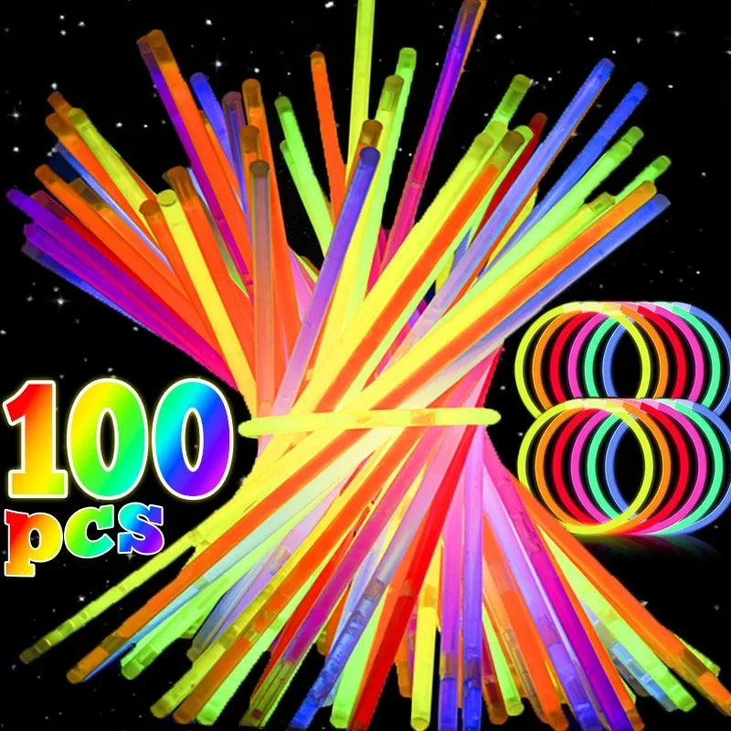 Multicolors Luminous Glow Stick Connector Fluorescence Sticks Neon