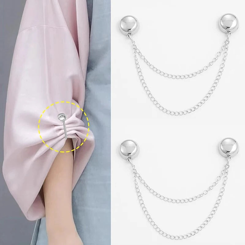 Magnetic Chain Sleeve Clips – No-Sew Waist & Cuff Adjuster 2pk