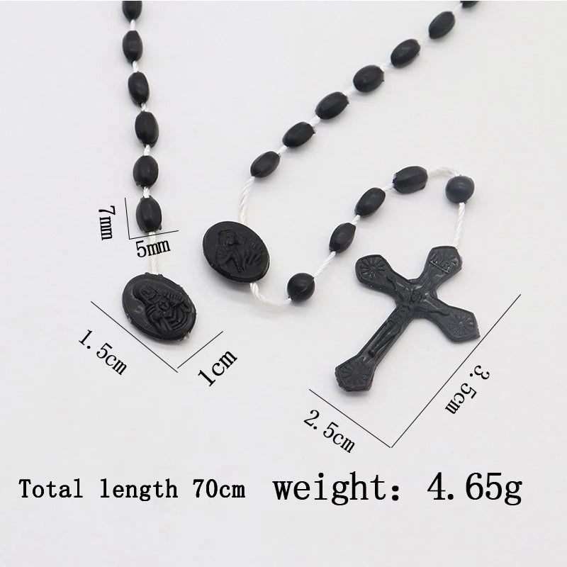 Luminous Catholic Christ Jesus Cross Plastic Rosary Crucifix Necklace Zpaxo