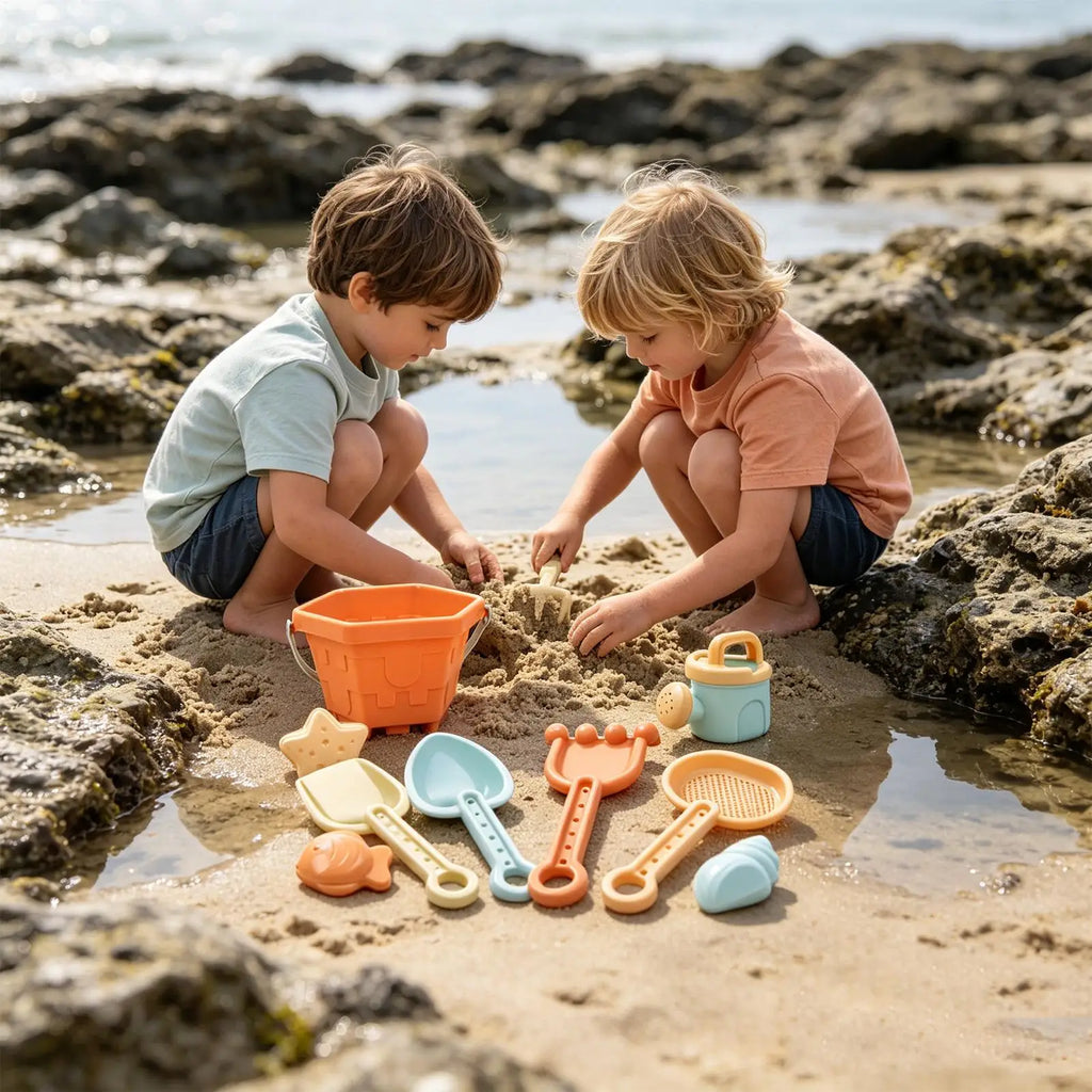 Beach Sand Toys Bucket Shovel Rake Starfish Crab Outdoor Summer Water