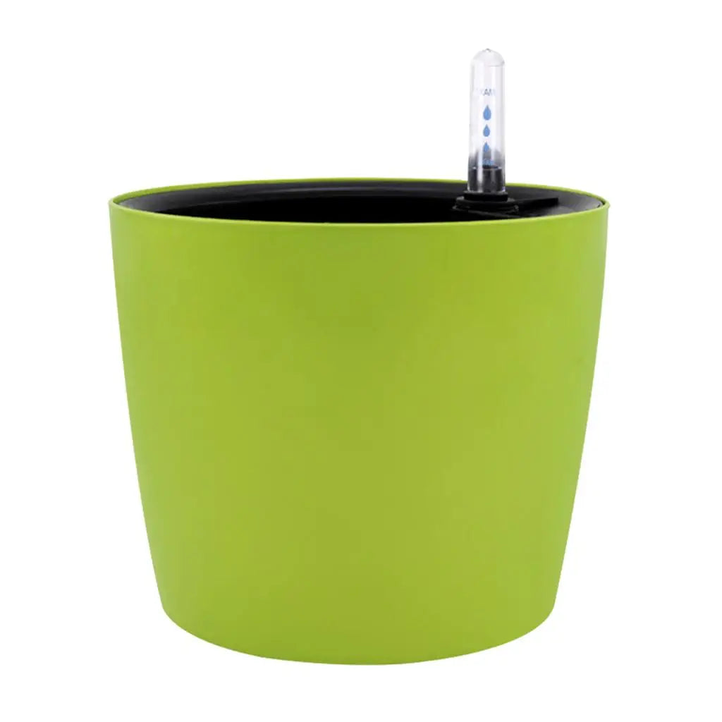 Round Self-watering Plant Flower Pot Water Level Indicator Plastic Zpaxo Green