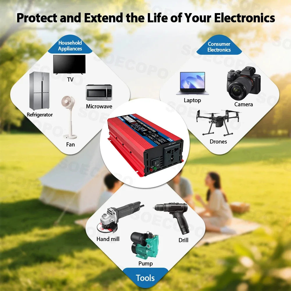 7000W Pure Sine Wave Inverter 12V 24V 48V 60V 110V 220V AC Output
