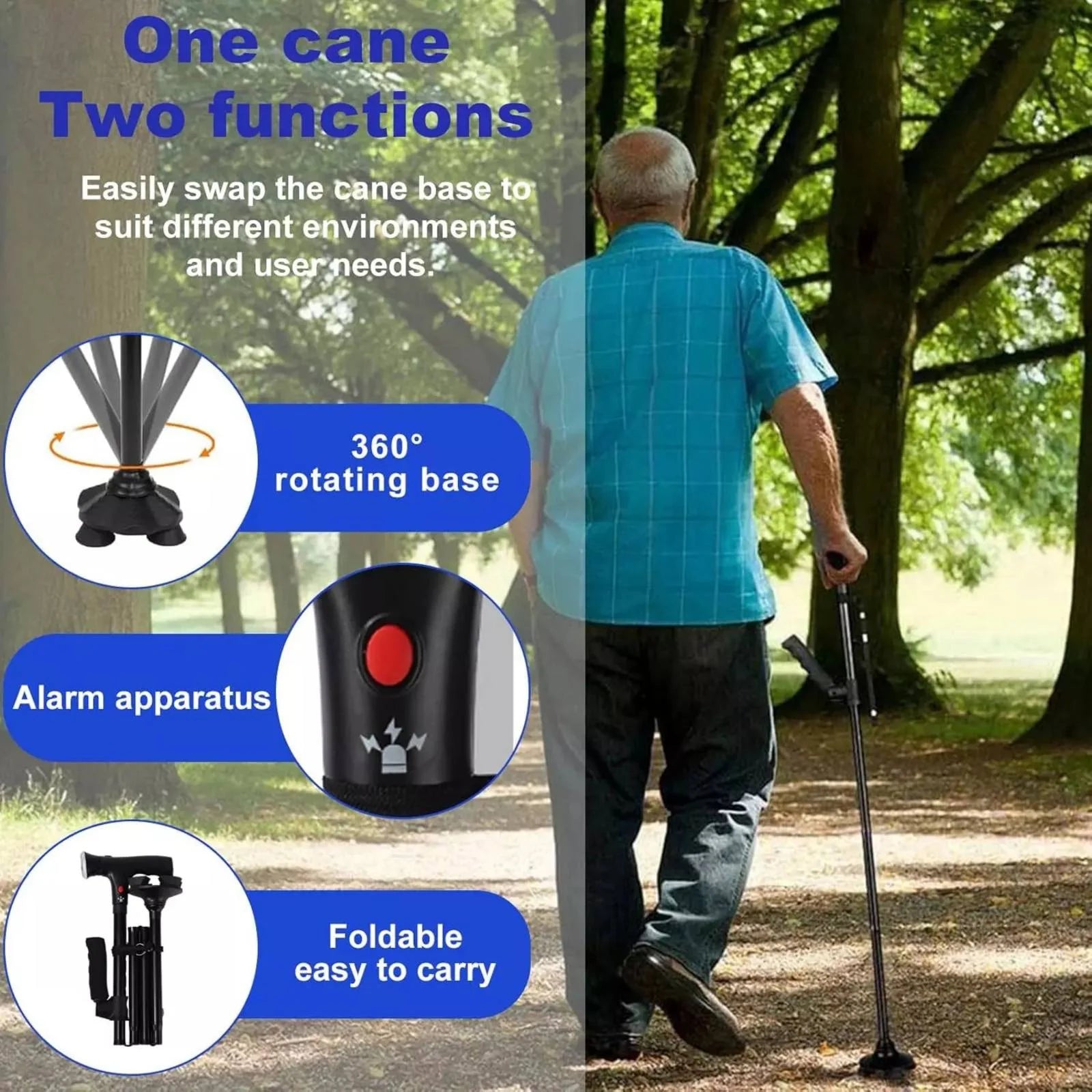 Collapsible Telescopic Folding Cane Elder LED Walking Trusty Sticks