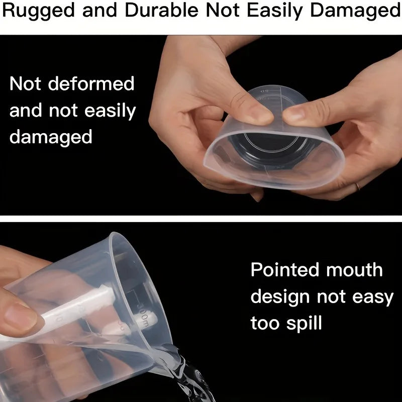 Different Sizes Plastic Measuring Cups Scales Transparent Lab Beakers