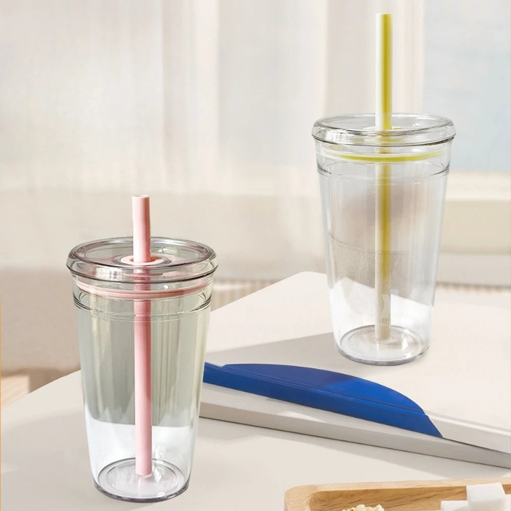 450ml Reusable Transparent Straw Cup – Car & Office Tumbler Reusable Straw Cup Zpaxo