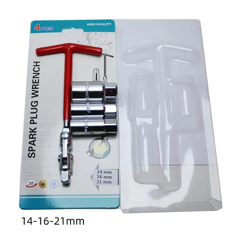 CM3 T Handle Spark Plug Wrench 14 16 Sockets Swivel Head T-handle Car Zpaxo 4Pcs