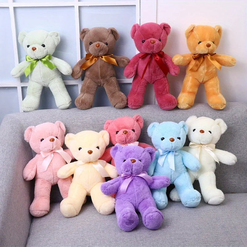 Multicolored Ribbon Teddy Bear Plush Toy Doll Soft Animal Dolls Zpaxo