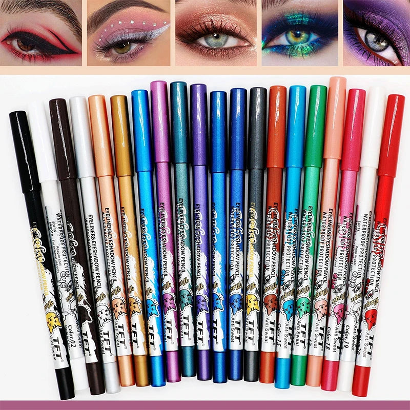 20 Colors Smooth Eyeliner Pencil Long-Lasting Waterproof Pearlescent Matte Eyeshadow Pencil High Pigment Eye Liner Pen Makeup Zpaxo