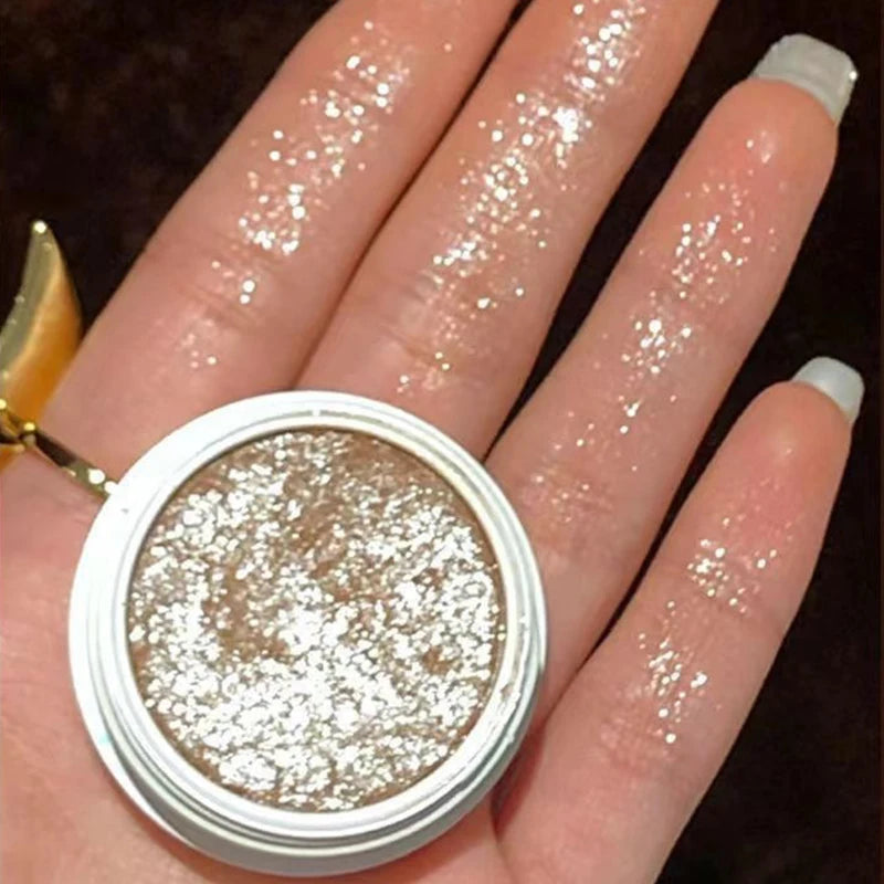 Pearlescent Glitter Eyeshadow Highlighter Palette Shimmer Diamond Brighten Contour Palette Lasting Sparkling Highlighter Makeup Zpaxo