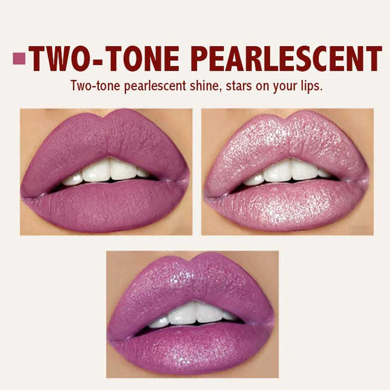 Dual-color Pearlescent Lipstick Vivid Long-lasting Luster Easy Apply