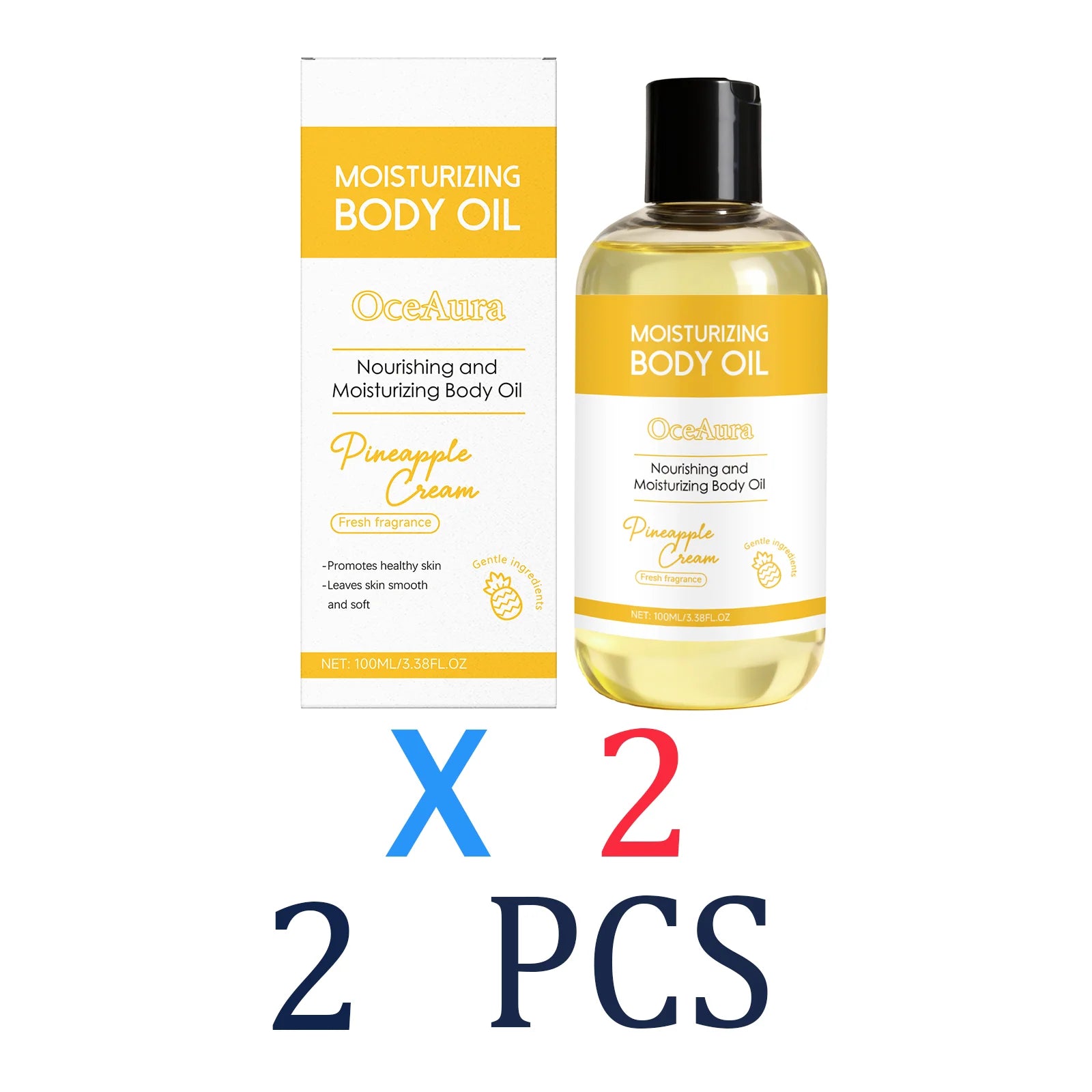 Pineapple Cream Body Oil 100ml Lightweight Hydrating Dry Skin Remedy Nourishing Moisturizer for All Skin Types Fast Absorbing Zpaxo 2 Pcs