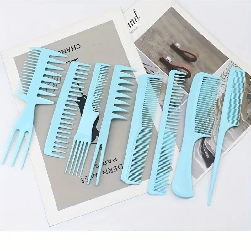 8-Piece Professional Hair Comb Set - High Quality Comb for All Hair Types and Style - Great for Barber Salon and Home Use, Travel Essentials Zpaxo