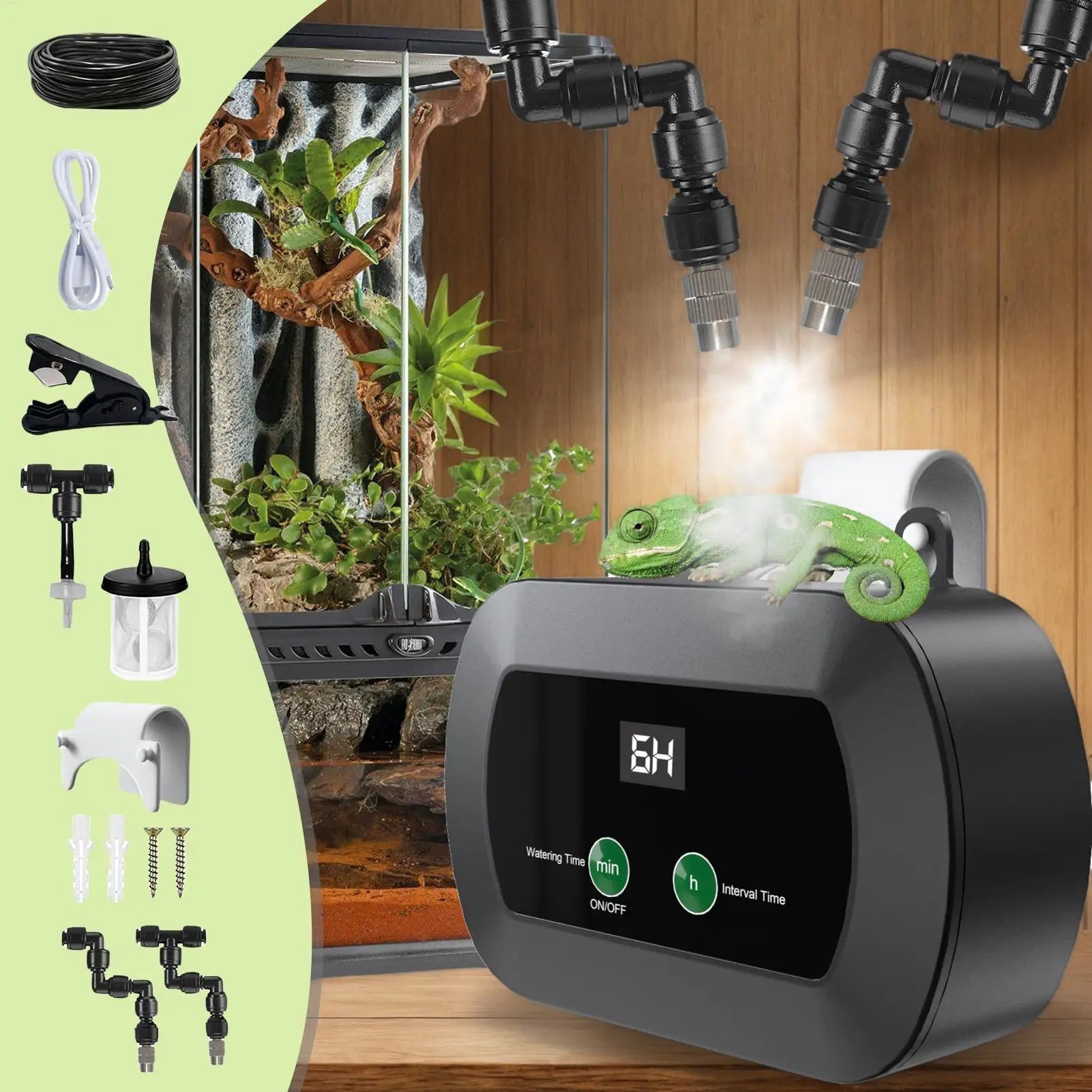 Reptile Humidifier Automatic Mister Tank Timer Portable Fogger 360