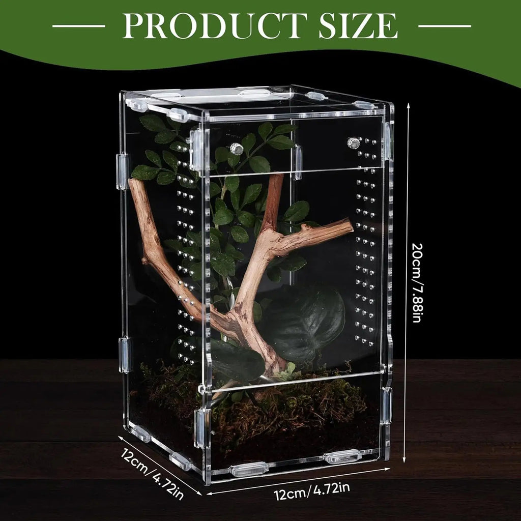 Reptile Enclosure Front Opening Escape Proof Habitat Acrylic Jumping