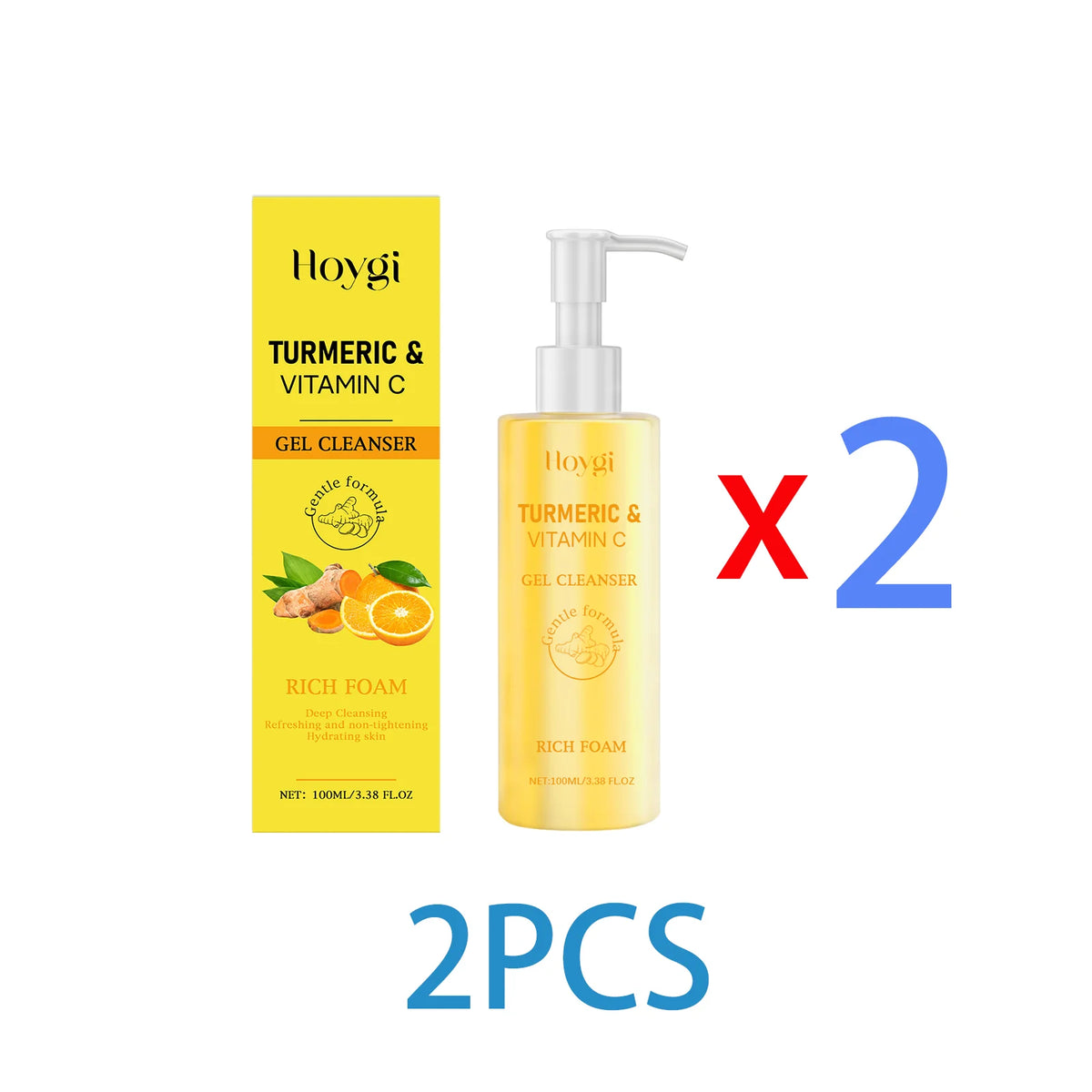 Turmeric Face Wash for Radiant Skin Gentle Foaming Cleanser for Dry Dull Skin Daily Facial Cleansing Milk Non Drying Clean 100ml Zpaxo 2PCS