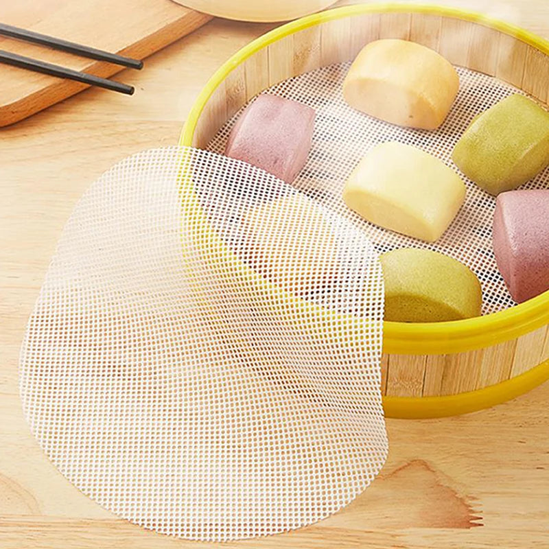 2Pcs Reusable Non-stick Silicone Steamer Liners 16cm Round Bamboo Steamer Mesh Mat for Dumpling Home Kitchen Restaurant Zpaxo
