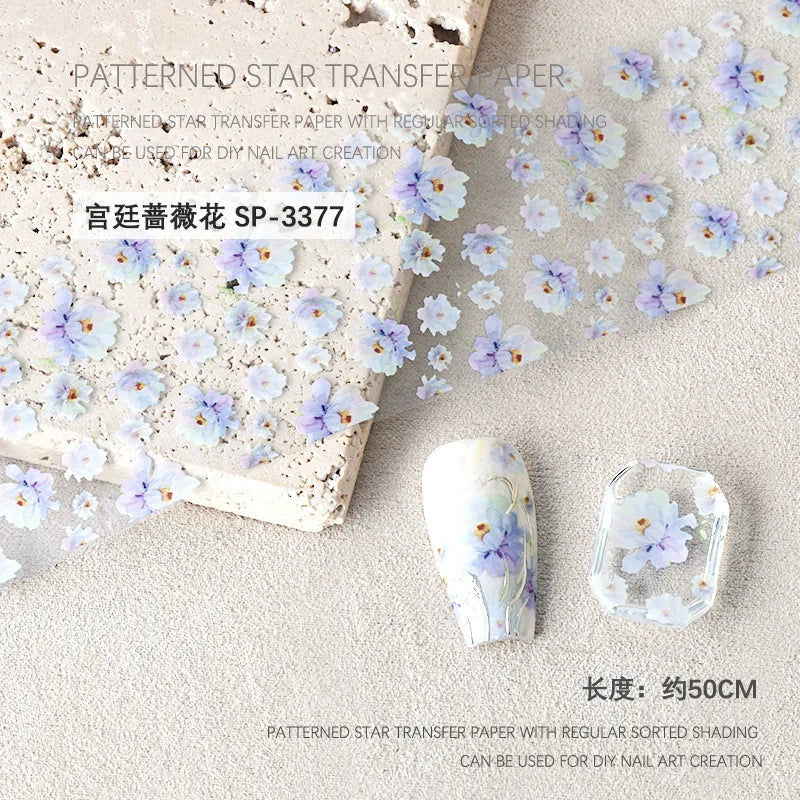 Rose Flower Nail Art Foils Transfer Paper Stickers Designs Floral Zpaxo SP-3377