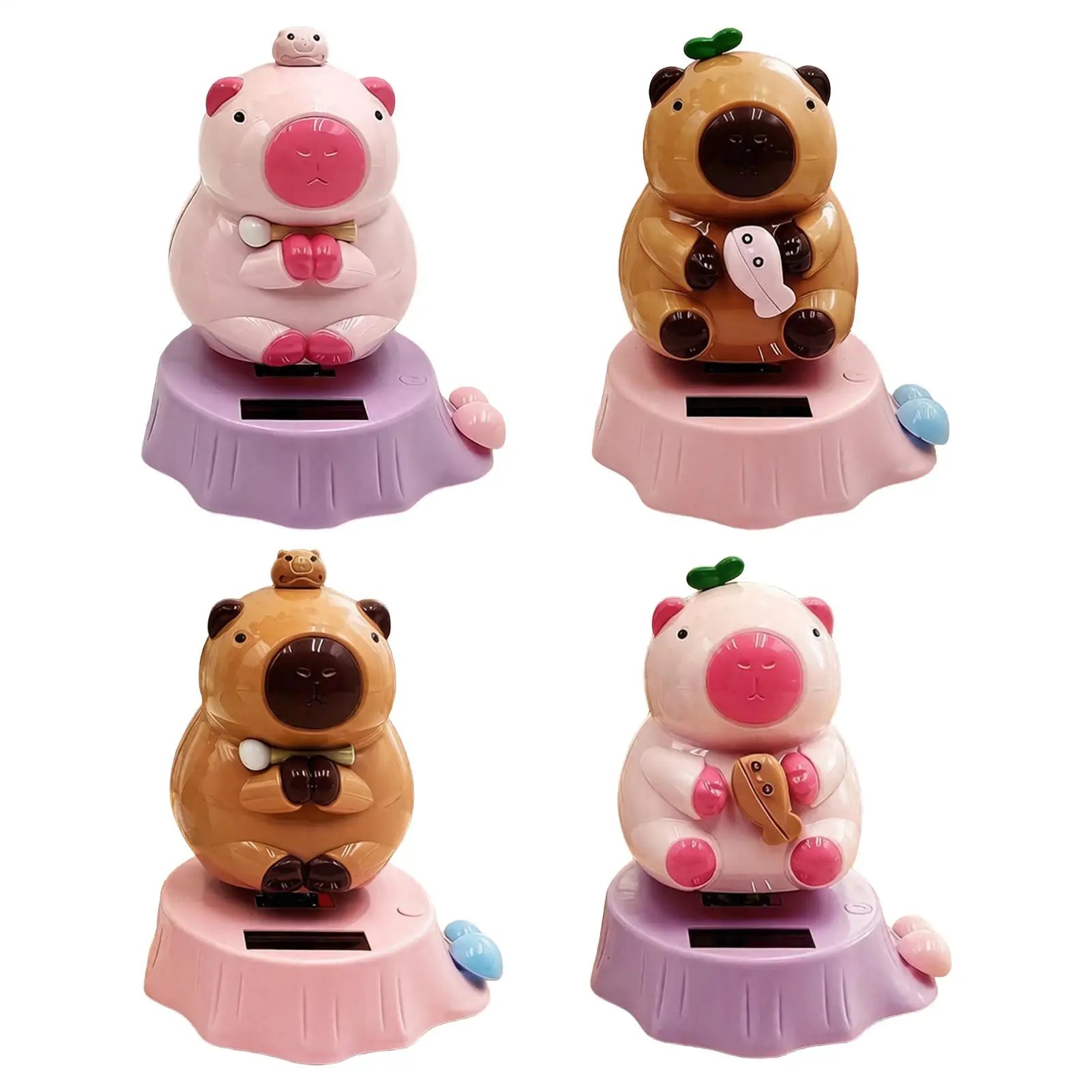 1PC Solar Powered Swinging Capybara Figurines Shaking Head Dashboard Dancing Figures Car Dashboard Decorative Ornaments ﻿ Zpaxo